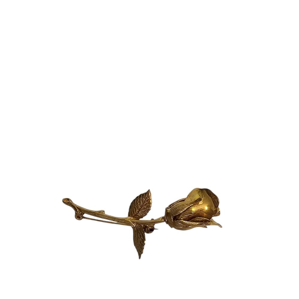 Rose Flower Brooch Pin Gold Tone Floral Lapel Pin Wedding‎ Jewelry - Picture 2 of 10